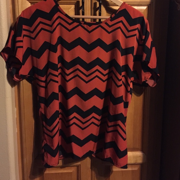 Buttons Top from Francesca's Chevron Print.