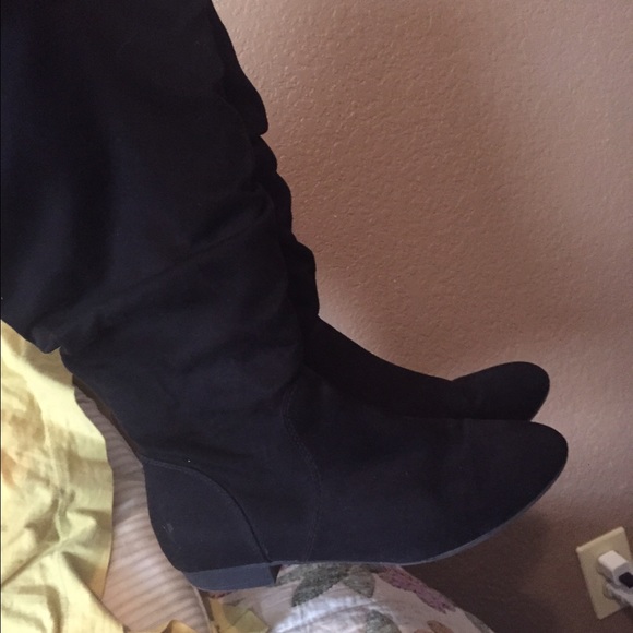 Suede boots.