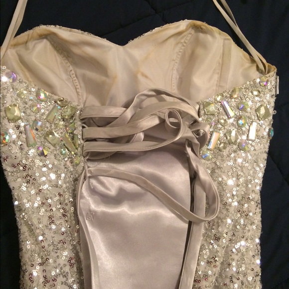 Silver Sequined Prom/Pageant Gown - Picture 3 of 4