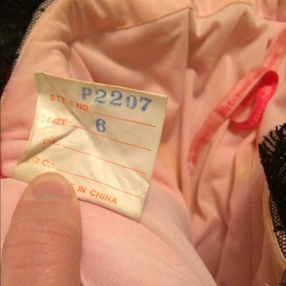 Blush Prom Dress with Black Lace - Picture 3 of 4