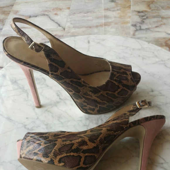 PINK Suede & Snakeskin platform slingbacks. SIZE 9