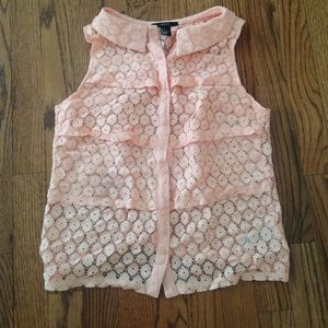 Light Pink Lace Sleeveless Tiered TankTop