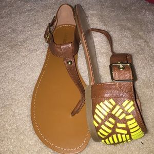 Size 9 Fluorescent yellow tribal sandals