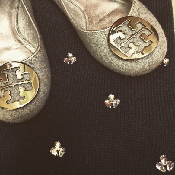 Tory Burch Reva Flats silver grey