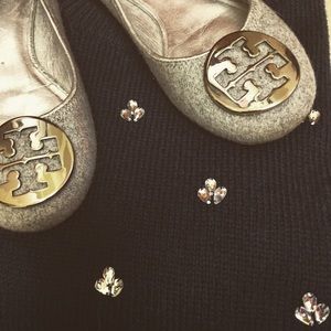 Tory Burch Reva Flats silver grey