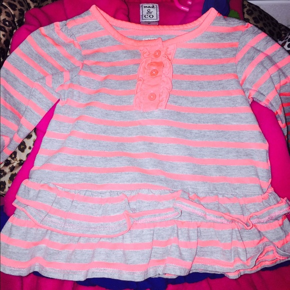 Carters neon coral shirt. 2T.