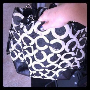 Black and white coach purse