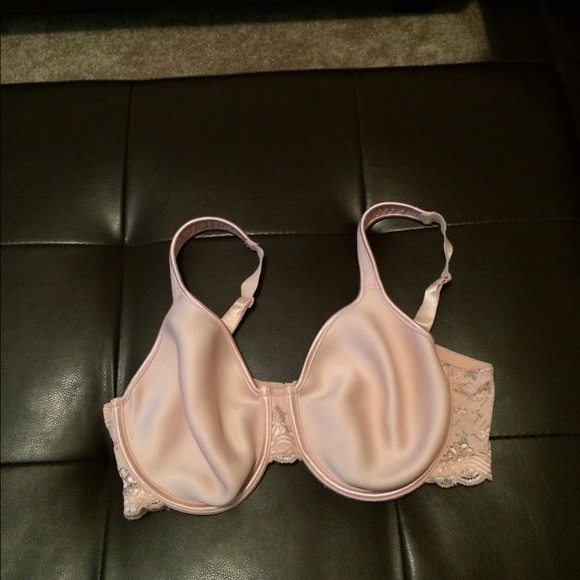 Pink bra with floral lace