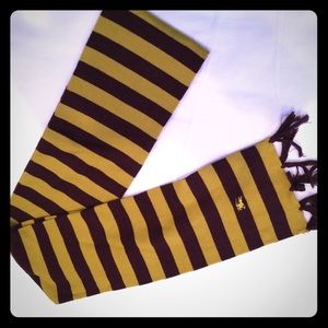 Striped Burberry cotton and wool long skinny scarf