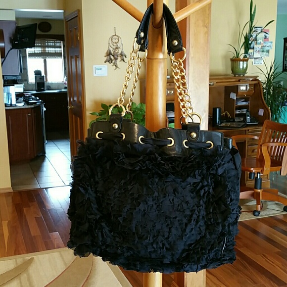 Juicy Couture black Ruffle pocketbook