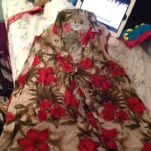 Two Piece Hawaiian Skort Tank Blouse