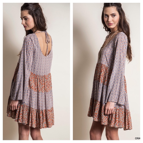 Dresses & Skirts - Floral Printed Ruffle Tiered Tunic Mini Dress