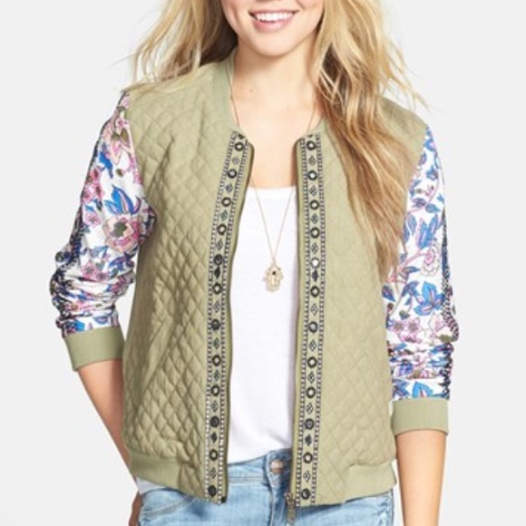 Billabong Floral + Quilted Bomber Jacket - Picture 2 of 2