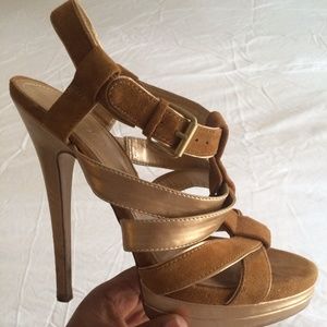 ALDO camel/gold strappy sandals