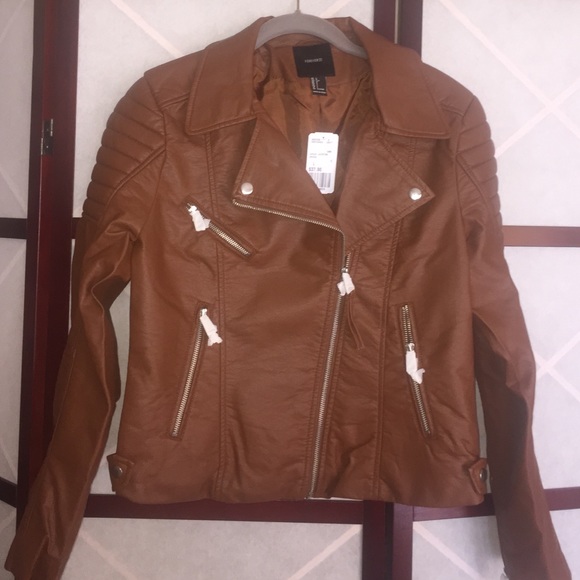 Forever 21 camel leather jacket