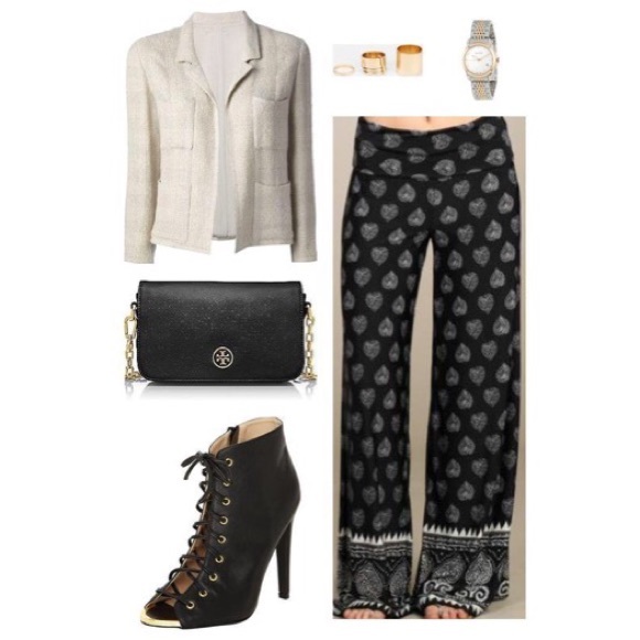 🌺HP 12/23, 11/14🌺BEAUTIFUL BLACK/WHITE PALAZZOS - Picture 2 of 3