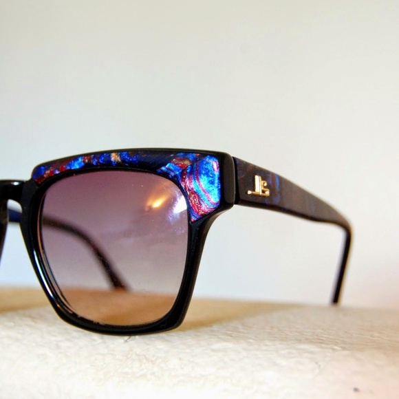 Vintage oversized red & blue metallic sunglasses - Picture 2 of 8