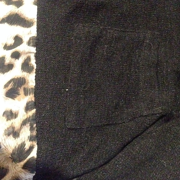 Black/Cheetah Knit/Sheer Top - Picture 2 of 3