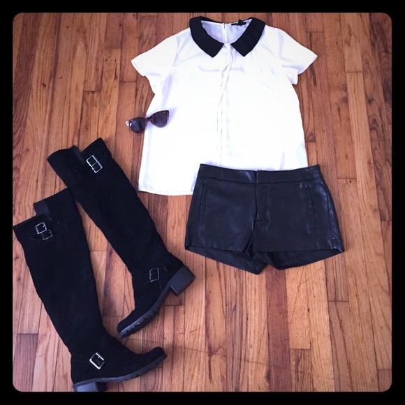 Black Faux Leather Shorts