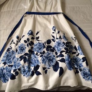 Beautiful white dress with blue floral design