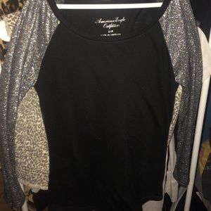 American eagle black and sparkly long sleeve shirt