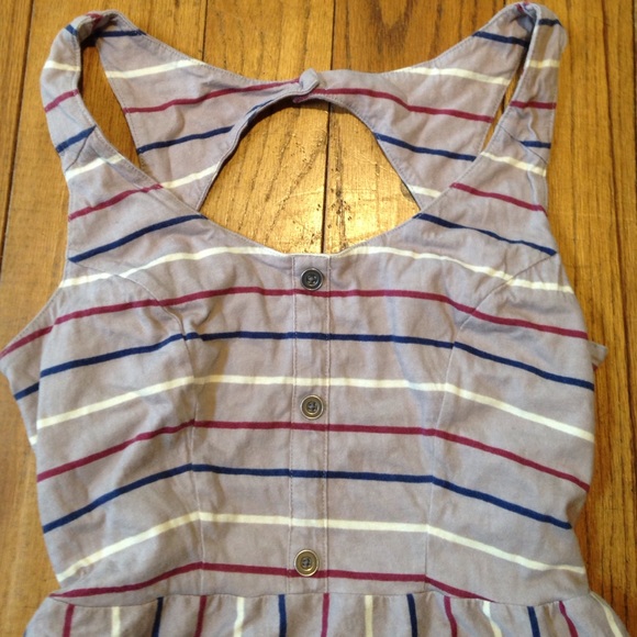 Backless Striped Peplum Button Front Top - Picture 5 of 5