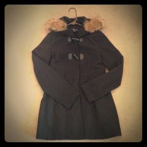 🎀 Black Trench Coat w/ fur hood 🎀