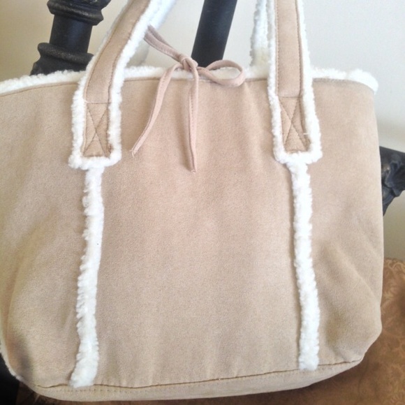 Faux shearling tote