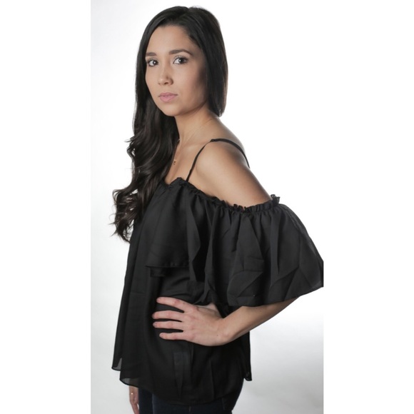 Sold out! Off the Shoulder Black Blouse • - Picture 2 of 3