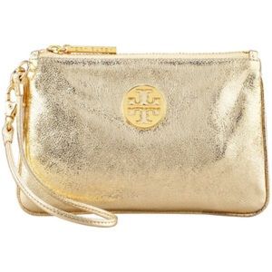 Tory Burch Metallic Gold Leather Wristlet