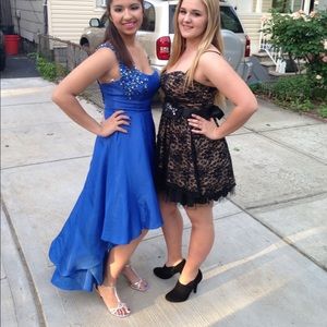One strap Blue custom Sherri hill prom dress