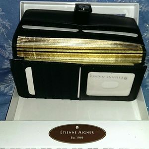 NIB Etienne Aigner Leather Checkbook Clutch