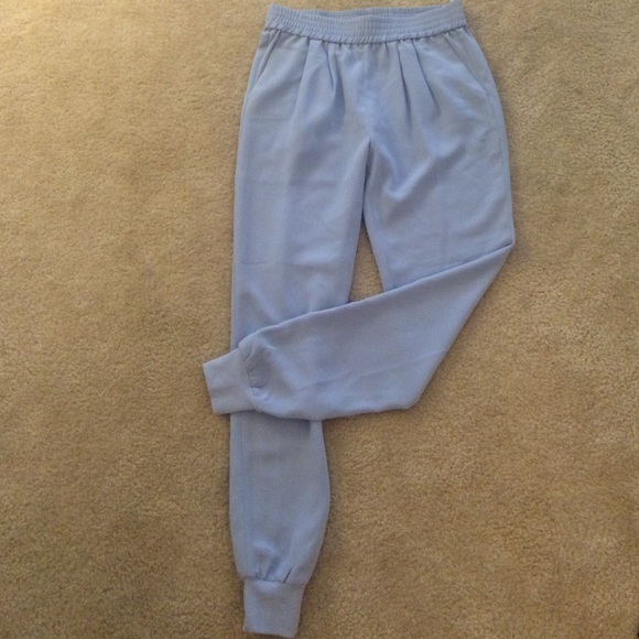 Baby blue high waist pants silky material