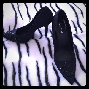 Black suede heel