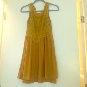 Curry yellow crochet dress