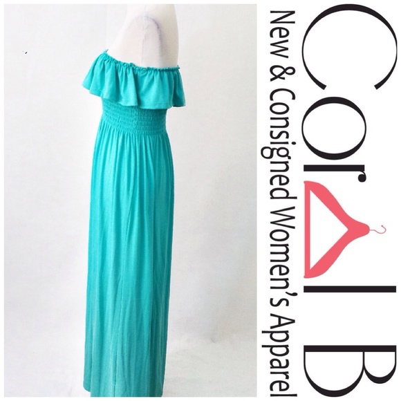 Aqua Ruffle Maxi Dress - Picture 2 of 3