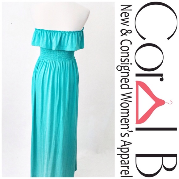 Aqua Ruffle Maxi Dress - Picture 3 of 3