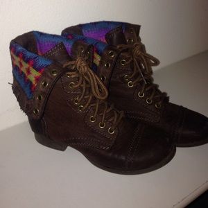 Brown combat boots