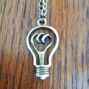Bronzed Light Bulb Necklace