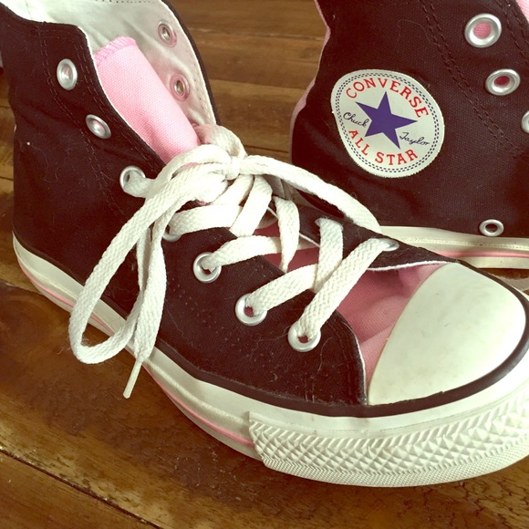 Black and pink converse all stars