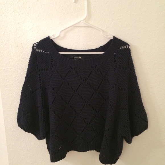 ❌SOLD❌Forever 21 Navy Blue Cropped Sweater Sz L