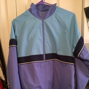 Blue color block windbreaker