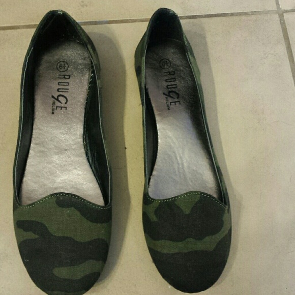 Army print ballet flats