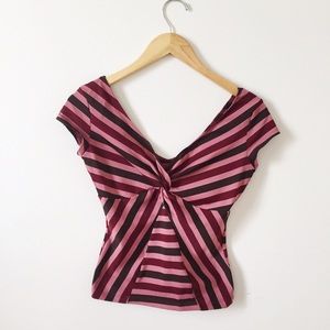 Striped Twist Front Top