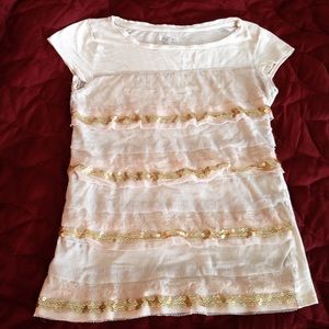 Loft Lace/Sequin Ruffle Top