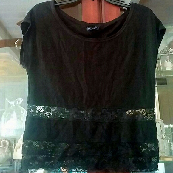Black Lace Insert Top