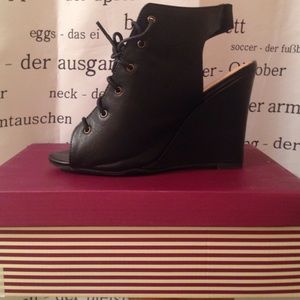Black Lace-Up Wedges