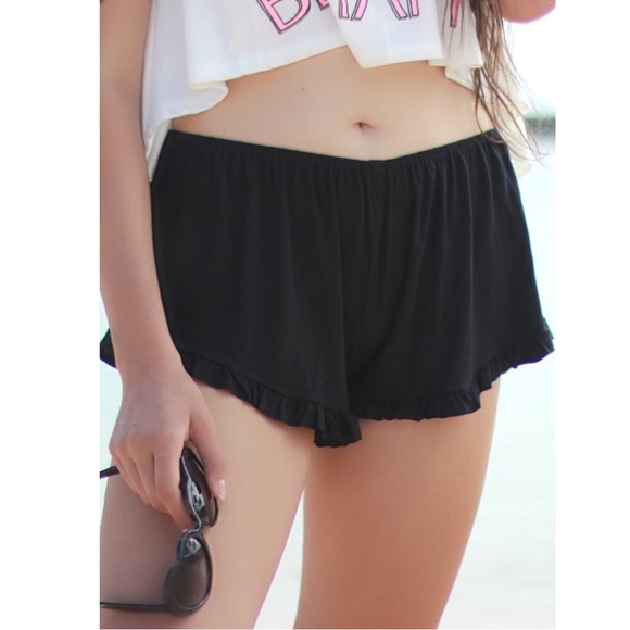 Black ruffle shorts