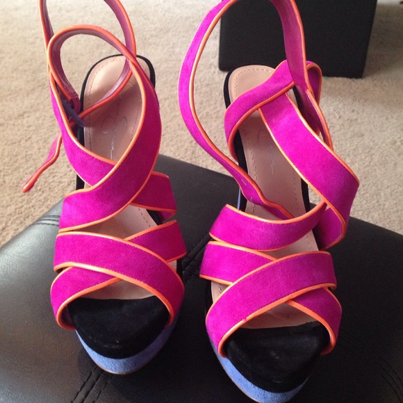 Jessica Simpson multi-colored Platform Heels