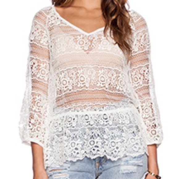 Free People Crochet Lace Boho Peplum Top. Final $ - Picture 2 of 4